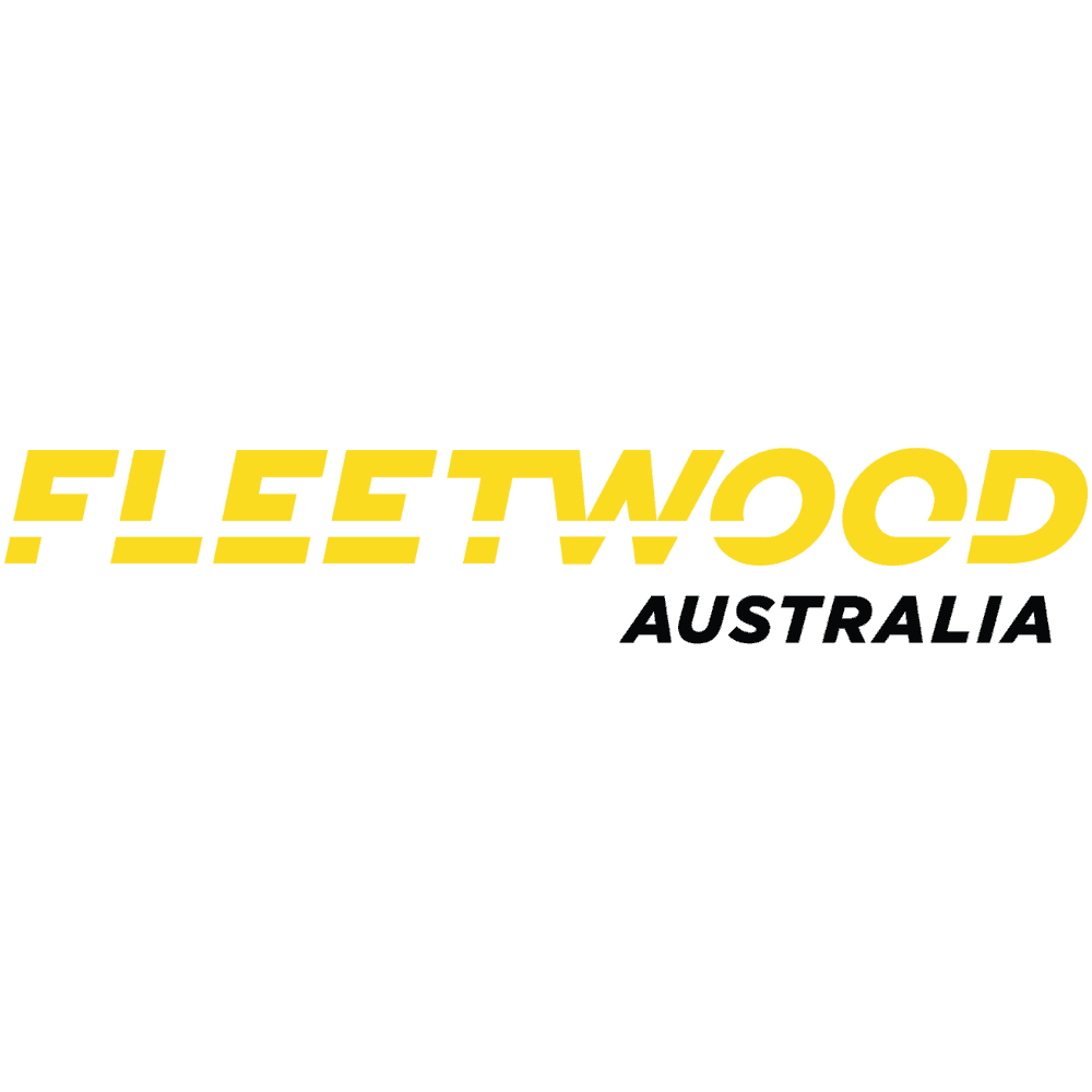 Fleetwood Australia logo on a yellow background, representing the brand's vehicles and transport solutions.